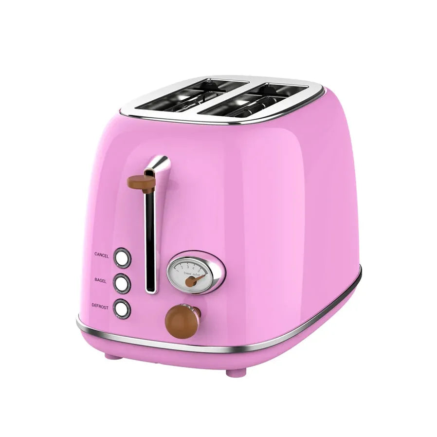 KTX-111507 Retro Stainless Steel Wide Slot Toaster for Bread and Waffles – 2 Slice Electric Toaster