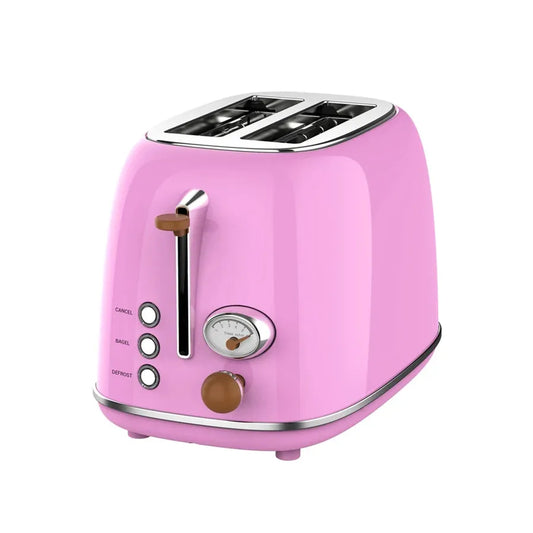KTX-111507 Retro Stainless Steel Wide Slot Toaster for Bread and Waffles – 2 Slice Electric Toaster
