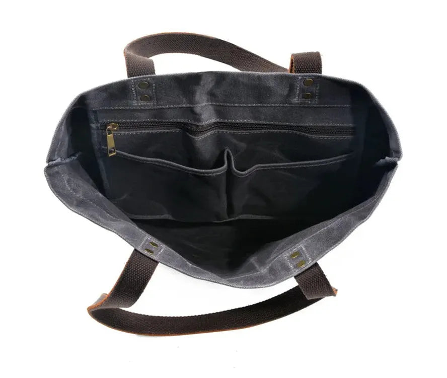 KTX-807699 Vintage Women's Waterproof Handbag in Waxed Canvas and Leather - Classic Shoulder Bag