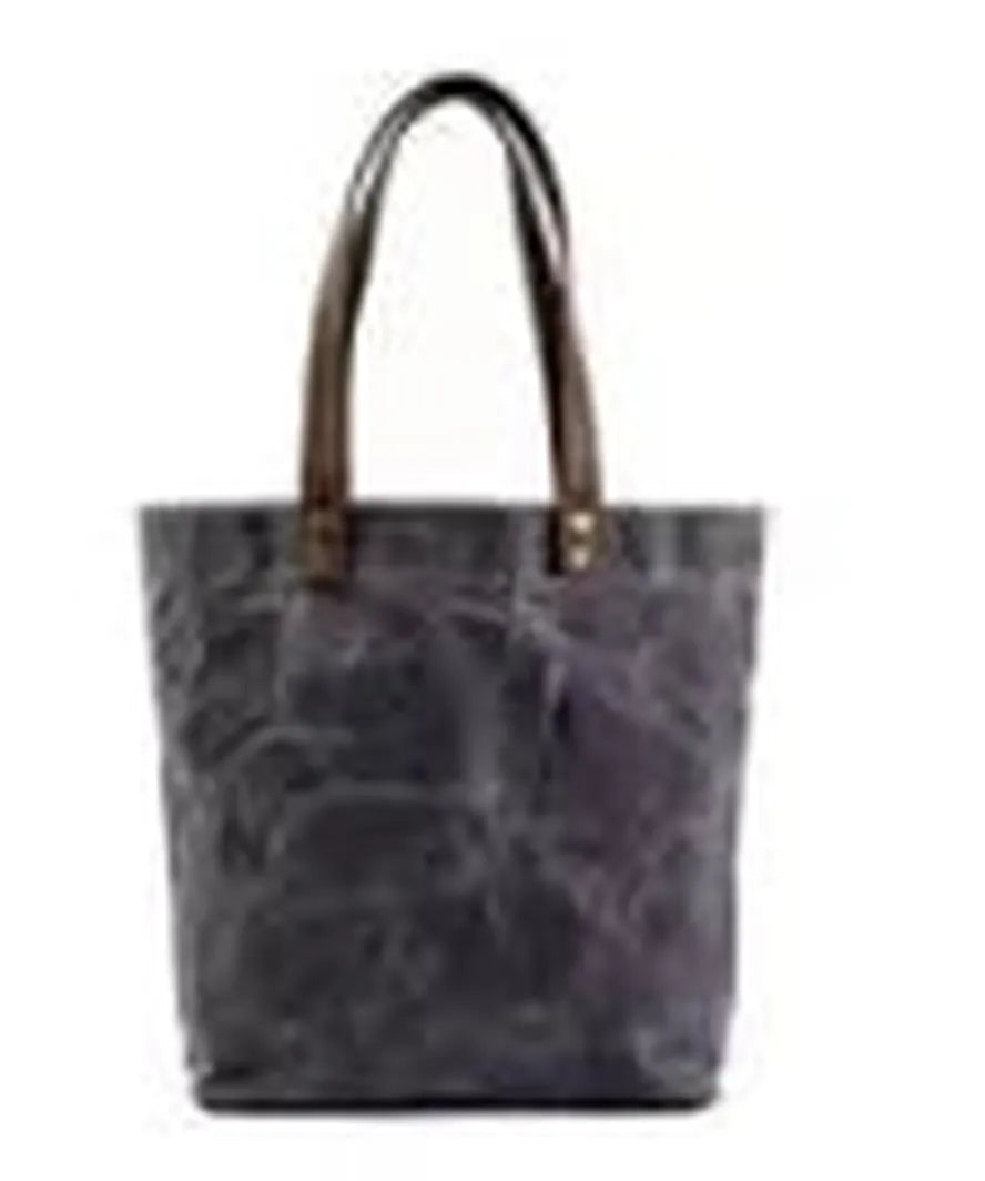 KTX-807699 Vintage Women's Waterproof Handbag in Waxed Canvas and Leather - Classic Shoulder Bag