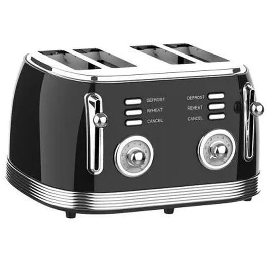 KTX-651603 4-Slice Toaster with 6-Browning Settings and Removable Crumb Tray for Defrosting and Reheating