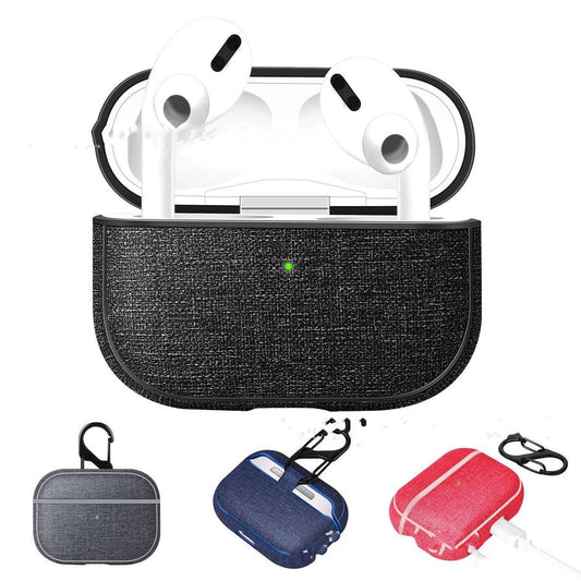 KTX-854099 AirPods Pro Protective Cover - Anti-Scratch PC Leather Case in Rose Red and Denim Blue