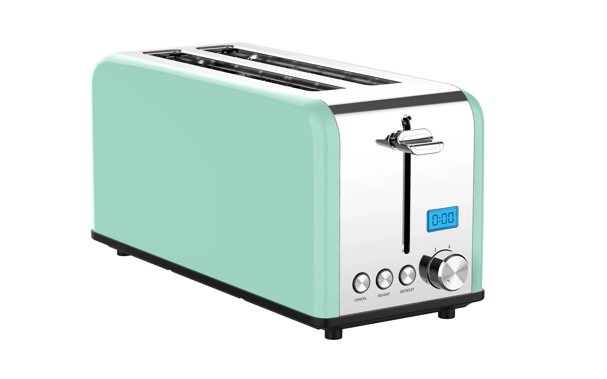 KTX-207507 Stainless Steel 4-Slice Long Slot Toaster with LCD Timer Display