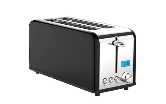 KTX-207507 Stainless Steel 4-Slice Long Slot Toaster with LCD Timer Display