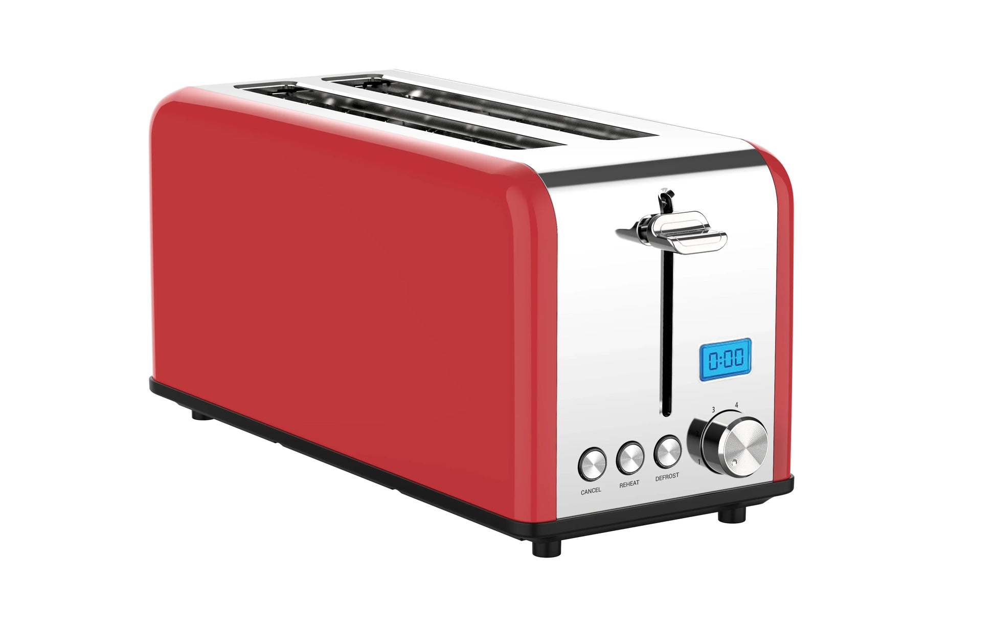 KTX-207507 Stainless Steel 4-Slice Long Slot Toaster with LCD Timer Display