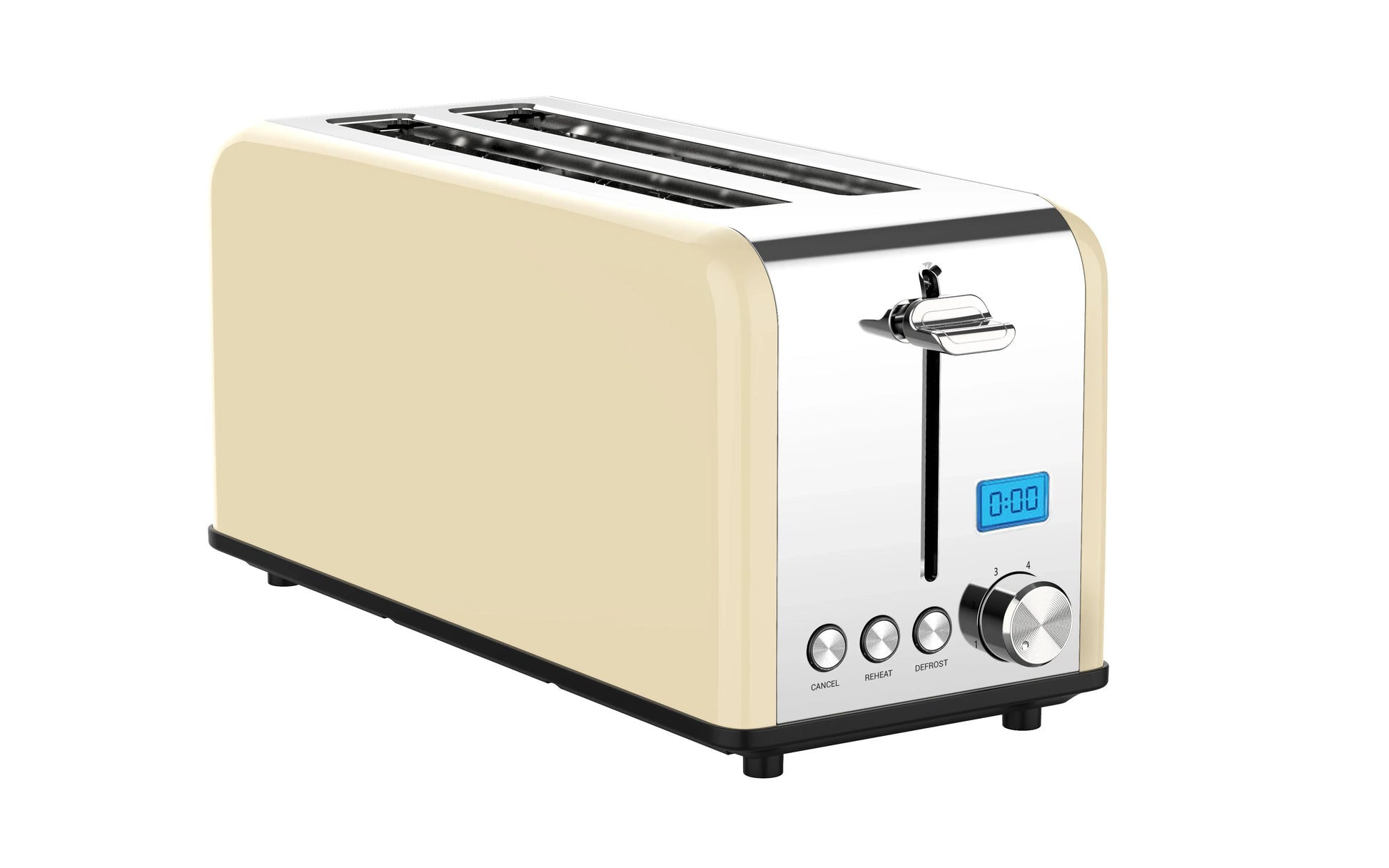 KTX-207507 Stainless Steel 4-Slice Long Slot Toaster with LCD Timer Display