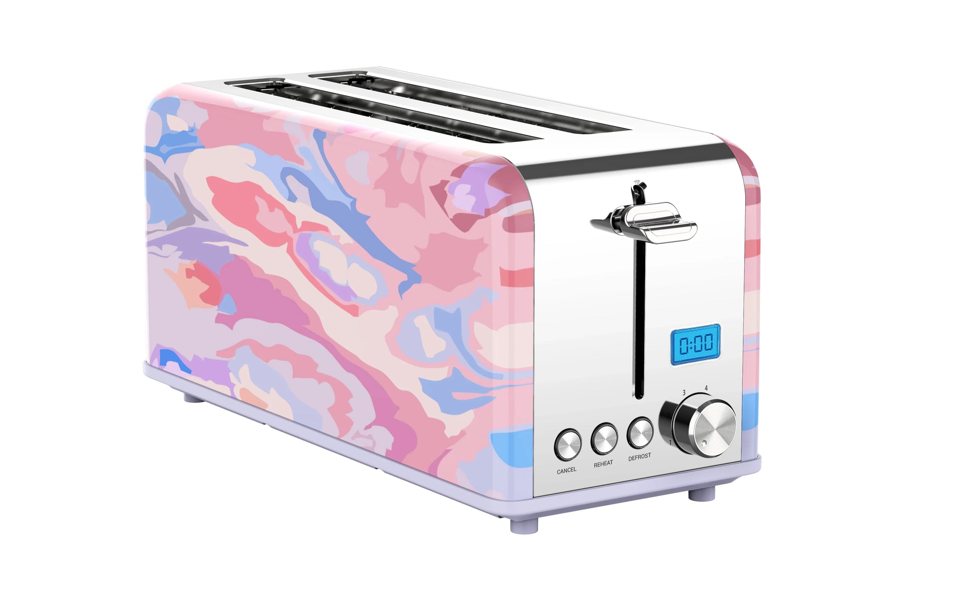 KTX-207507 Stainless Steel 4-Slice Long Slot Toaster with LCD Timer Display