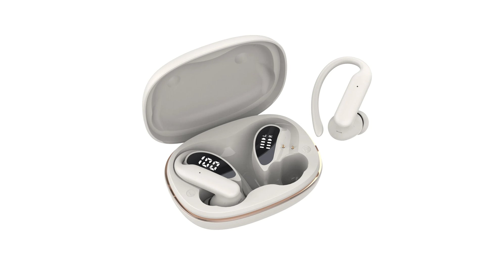 KTX-543507 True Wireless Stereo Earbuds with Active Noise Cancellation, HiFi Deep Bass, Waterproof Design, and LED Digital Display