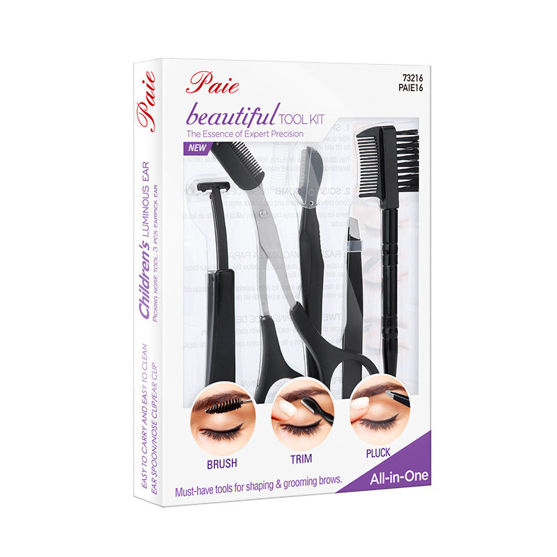 KTX-470803 Stainless Steel Eyebrow Trimmer Set with Shaving Tool, Perfect for Precision Grooming