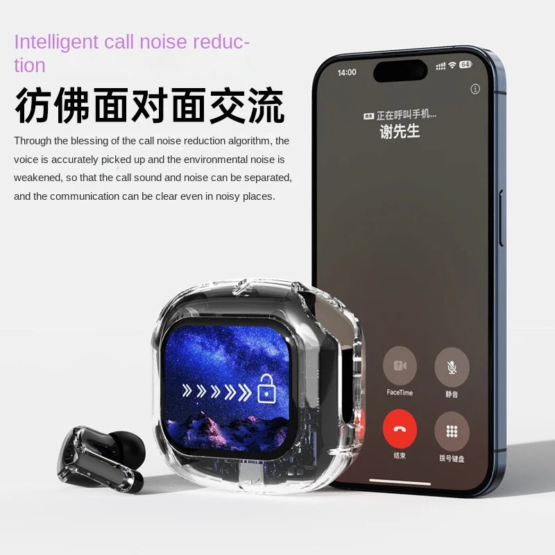 KTX-345747 AirMAX A9Pro In-Ear Bluetooth Headset with Transparent LCD Screen and Long Battery Life