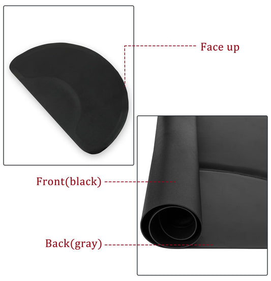 KTX-810515 Anti-Fatigue Black Salon Mat with Round Cutout, 3ft x 4.5ft, PVC & High-Density Foam