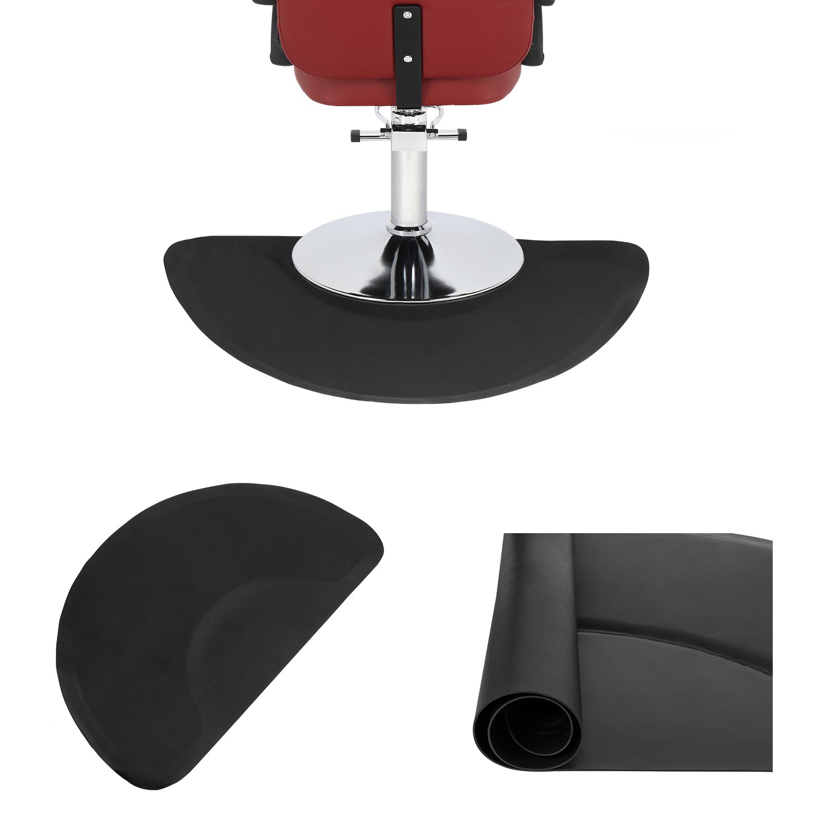 KTX-810515 Anti-Fatigue Black Salon Mat with Round Cutout, 3ft x 4.5ft, PVC & High-Density Foam
