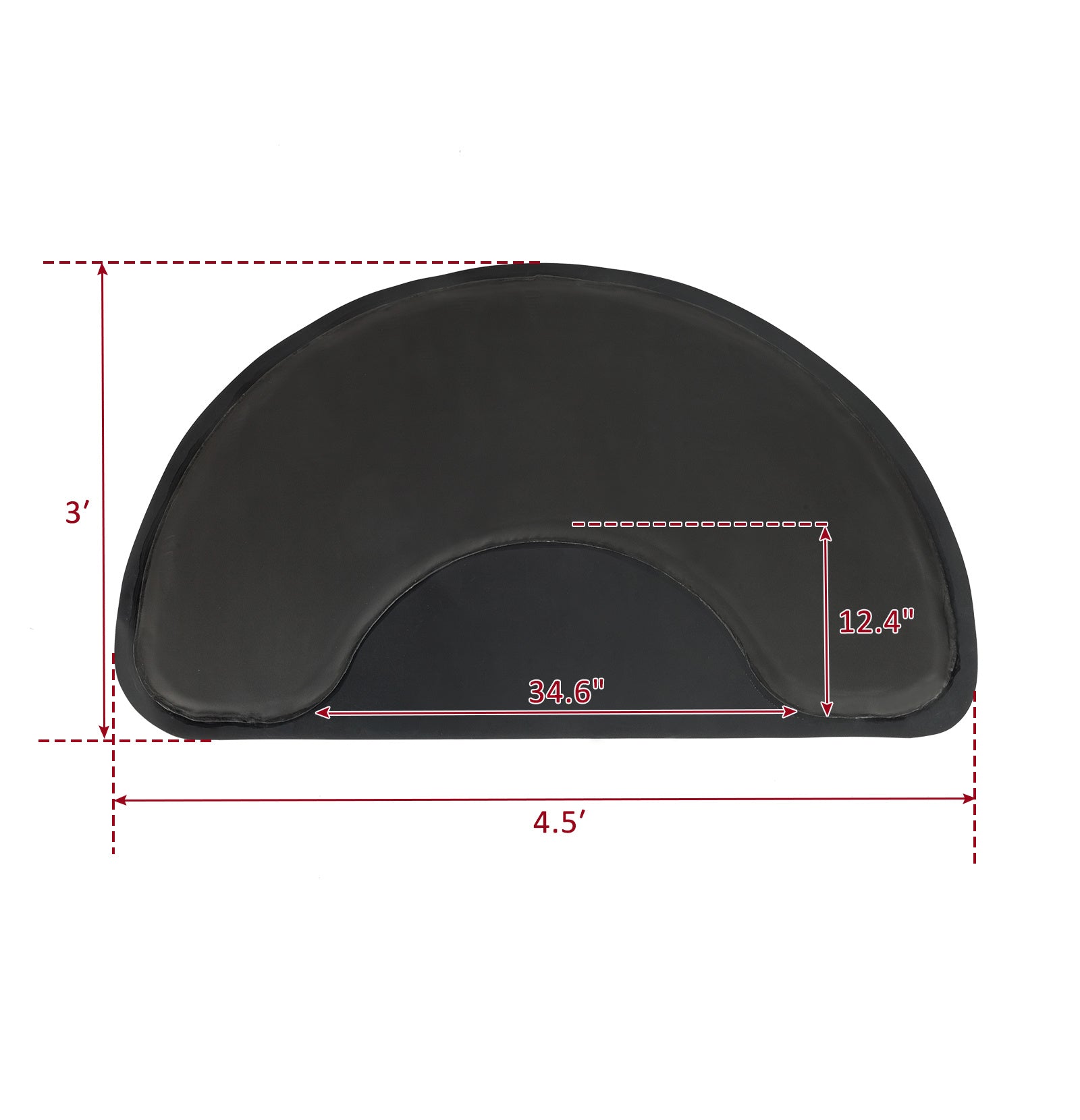 KTX-810515 Anti-Fatigue Black Salon Mat with Round Cutout, 3ft x 4.5ft, PVC & High-Density Foam