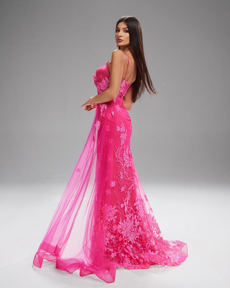 KTX-912403 Rose Pink Women's Evening Gown with Elegant Design and Flowing Silhouette