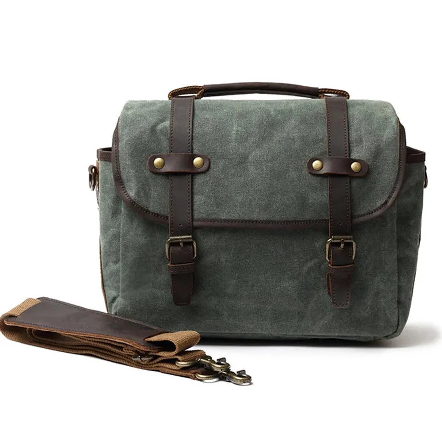 KTX-400787 Waterproof Oil Wax Canvas Retro Camera Crossbody Bag