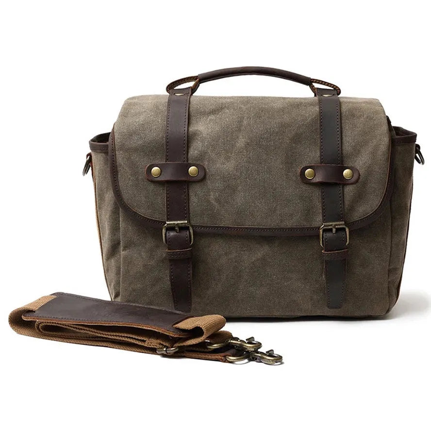 KTX-400787 Waterproof Oil Wax Canvas Retro Camera Crossbody Bag