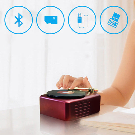 KTX-824083 Bluetooth T12 Record Player with 40mm Speakers, 5W Output, Rechargeable Battery, 10m Range