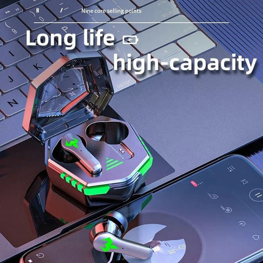 KTX-656467 Low Latency Gaming Earbuds with Mic, Wireless TWS Headset for Bass Audio Sound Positioning, Sports Ready