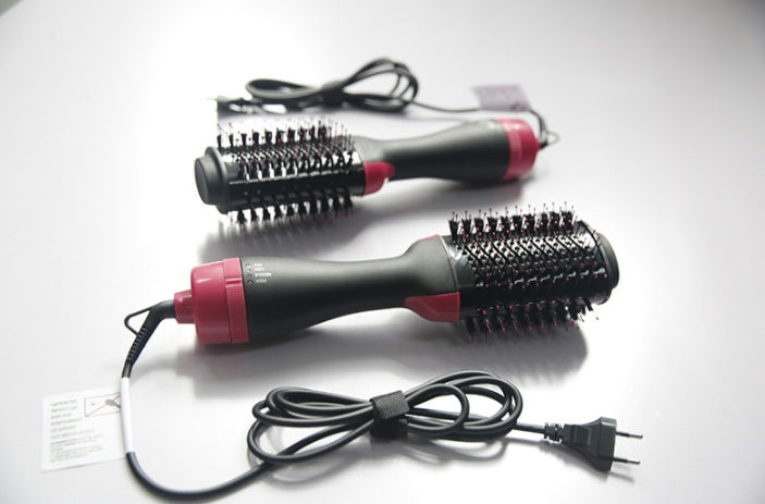 KTX-630867 Three-in-One Hot Air Comb for Easy Hair Drying, Curling, and Straightening in Pink, 1000W with 360-Degree Rotating Power Cord