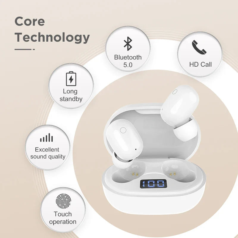 KTX-032723 Wireless Bluetooth 5.0 Earbuds with Microphone and Waterproof Design