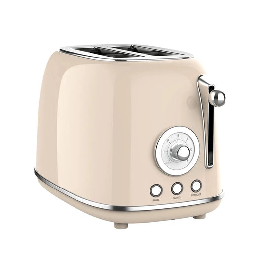 KTX-078739 Retro Stainless Steel 2 Slice Waffle Maker and Bread Toaster with Grill Function