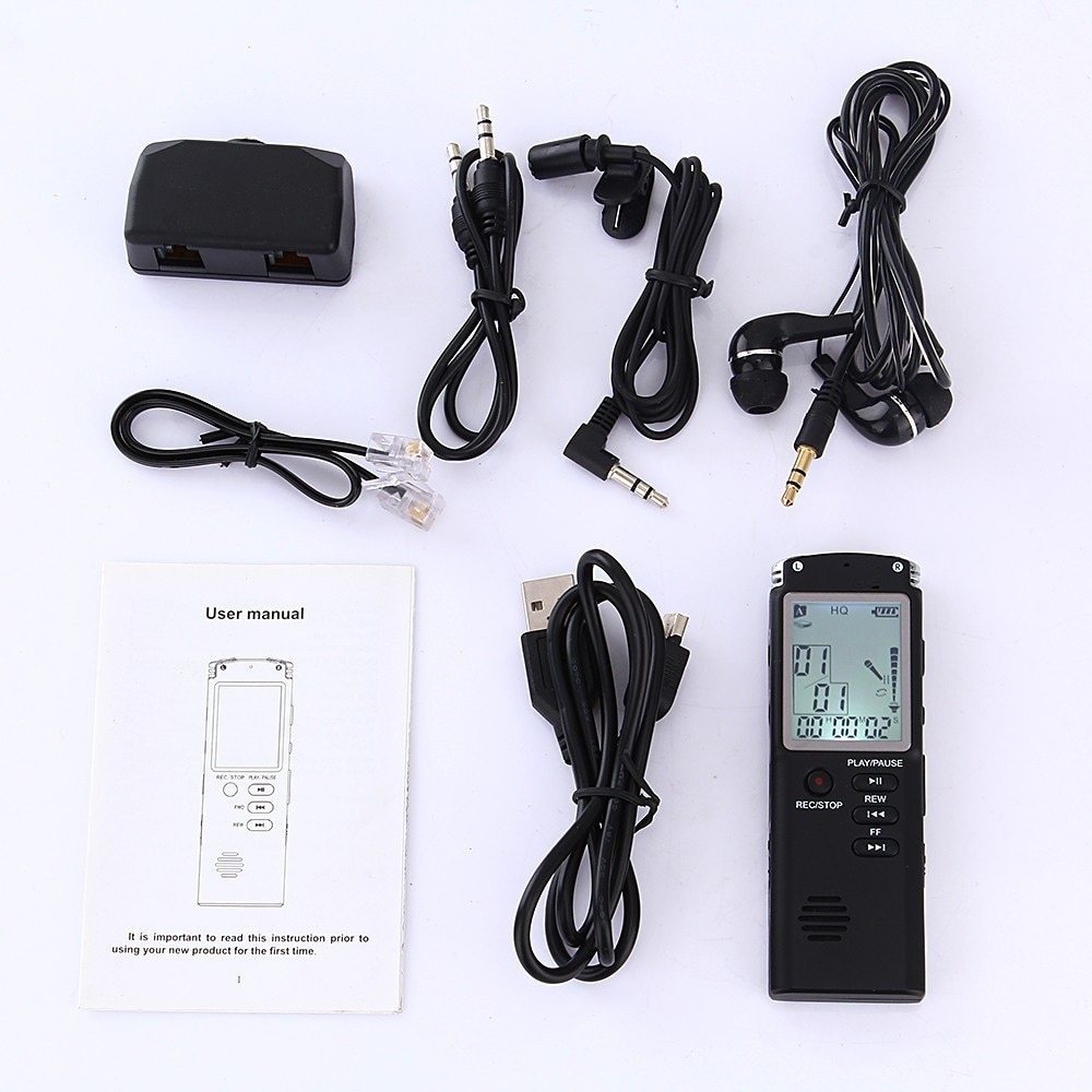 KTX-784403 USB Voice Recorder with External Microphone and Built-In Speakers - Multiple Memory Options Available