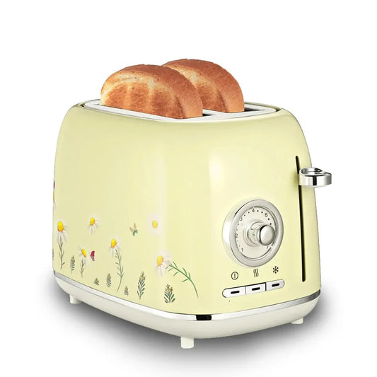 KTX-995091 Vintage 2-Slice Retro Toaster in Creme – Classic Round Design for Perfect Toast