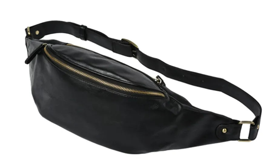 KTX-386131 Casual Outdoor Men's Crossbody Chest Bag in Waxed Canvas and Leather