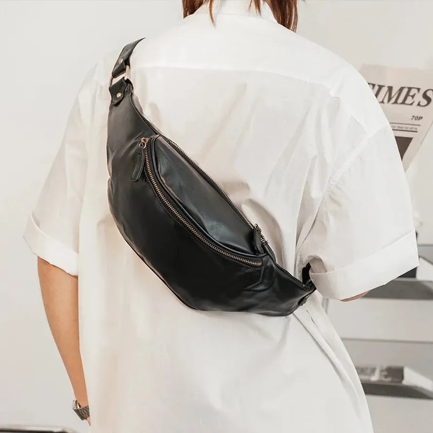 KTX-386131 Casual Outdoor Men's Crossbody Chest Bag in Waxed Canvas and Leather