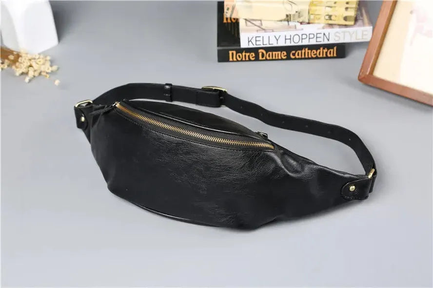 KTX-386131 Casual Outdoor Men's Crossbody Chest Bag in Waxed Canvas and Leather