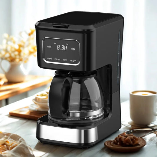 KTX-262675 High Glass Coffee Machine with 6-Cup Capacity and Non-Stick Warm Plate