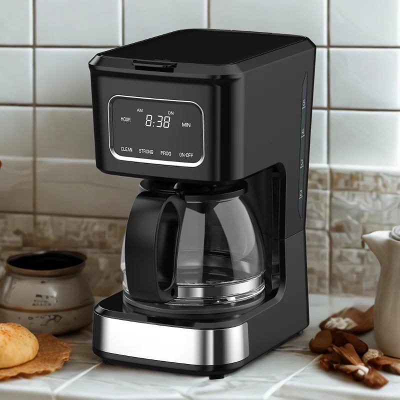 KTX-262675 High Glass Coffee Machine with 6-Cup Capacity and Non-Stick Warm Plate