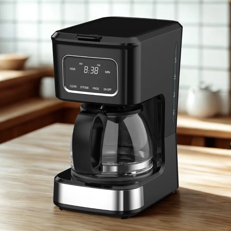 KTX-262675 High Glass Coffee Machine with 6-Cup Capacity and Non-Stick Warm Plate