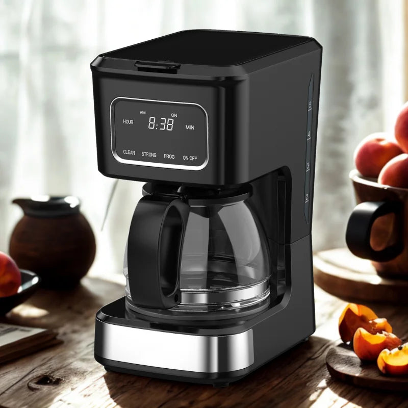 KTX-262675 High Glass Coffee Machine with 6-Cup Capacity and Non-Stick Warm Plate