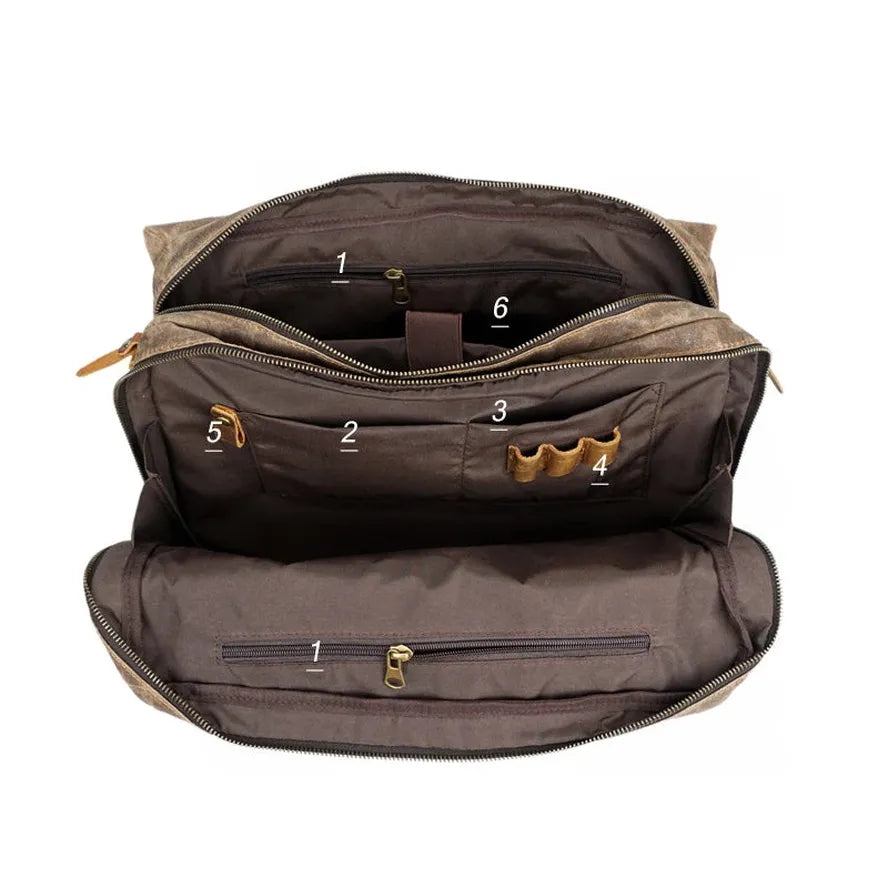 KTX-859731 Vintage Oil Waxed Canvas Handbag for Men - Elegant Laptop Briefcase with Classic Briefcase Design