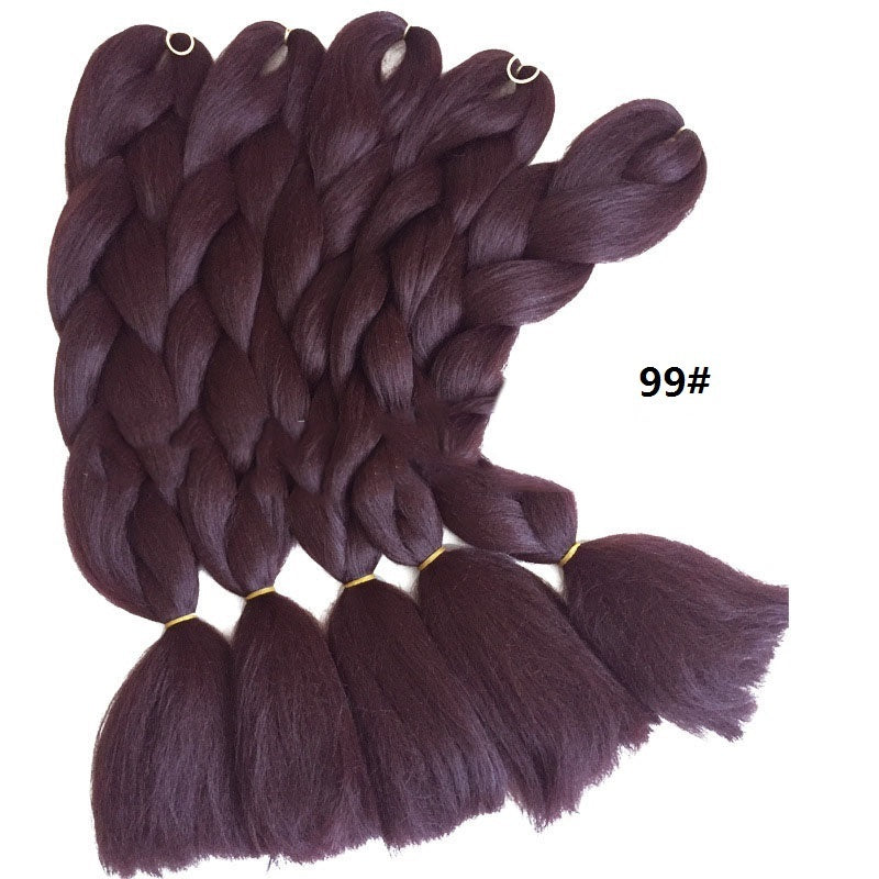 KTX-493203 Jumbo Braiding Hair Crochet Braids for Kids and Women - 24in Straight High Temperature Fiber, Pure Color