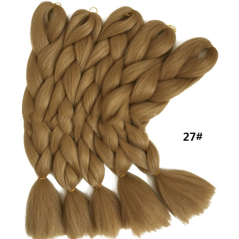 KTX-493203 Jumbo Braiding Hair Crochet Braids for Kids and Women - 24in Straight High Temperature Fiber, Pure Color