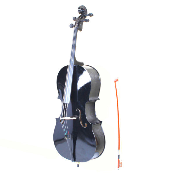 KTX-369555 Basswood Cello in Sleek Black Finish for Musicians
