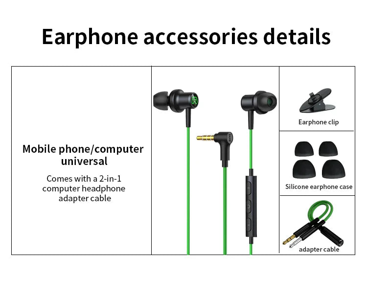 KTX-459603 In-Ear Wired Gaming Earphones with Microphone and Volume Control for Mobile Devices