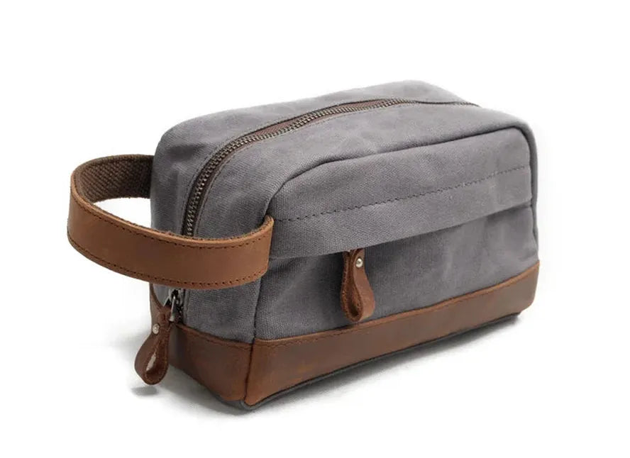 KTX-793043 Retro Waterproof Canvas Travel Toiletry Bag - Large Capacity Handheld Makeup Storage Bag