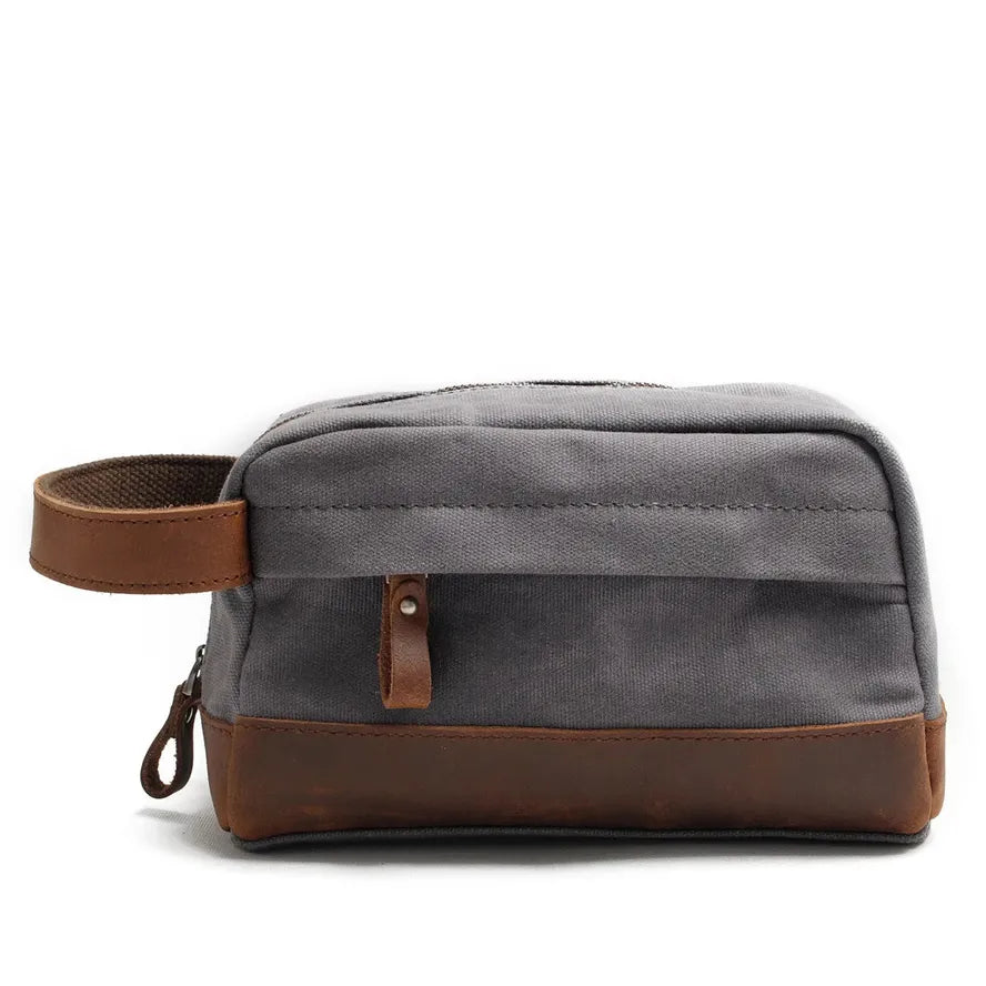 KTX-793043 Retro Waterproof Canvas Travel Toiletry Bag - Large Capacity Handheld Makeup Storage Bag