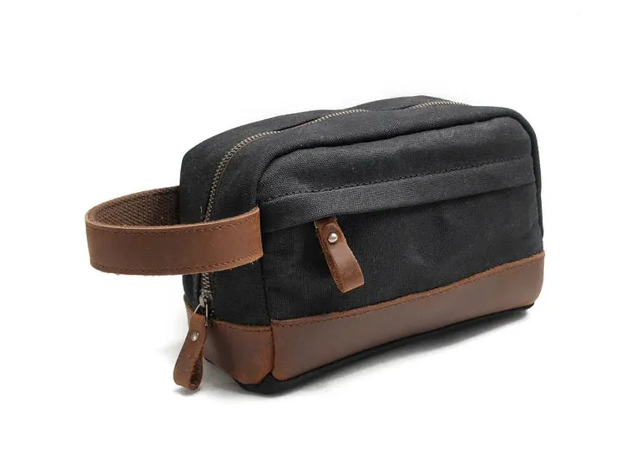 KTX-793043 Retro Waterproof Canvas Travel Toiletry Bag - Large Capacity Handheld Makeup Storage Bag