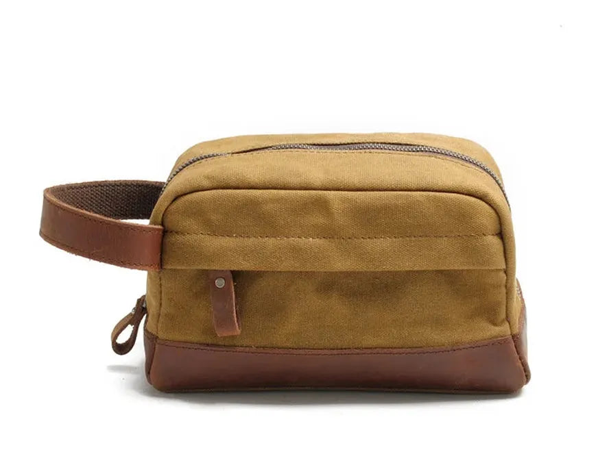 KTX-793043 Retro Waterproof Canvas Travel Toiletry Bag - Large Capacity Handheld Makeup Storage Bag