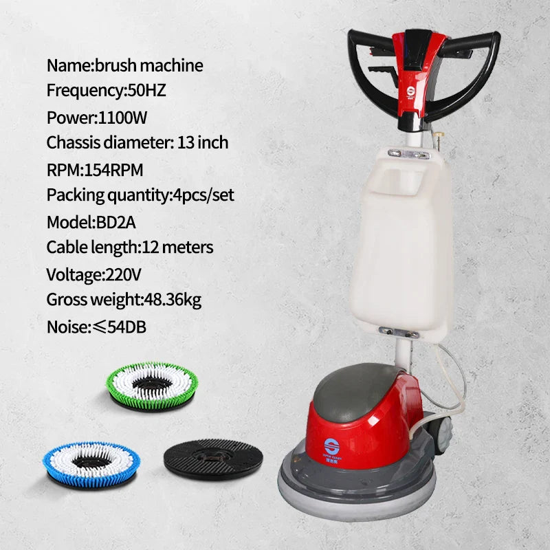 KTX-027539 1100W Multi-Functional Floor Scrubber and Burnishing Machine with Butterfly Handle for Effective Floor and Carpet Cleaning