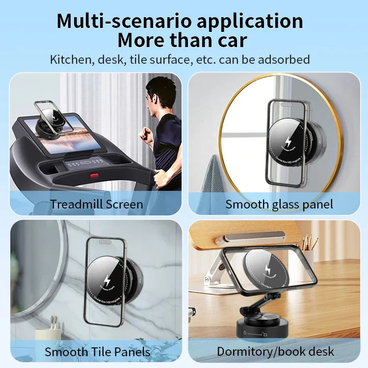 KTX-934163 Folding Magnetic 15W Wireless Car Charging Phone Holder with 360-Degree Rotation for Dashboard and Windshield