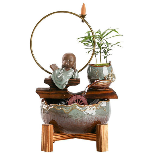 JMT-085066 Ceramic Mini Self-Circulating Eco-Friendly Desktop Aquarium for Small Spaces
