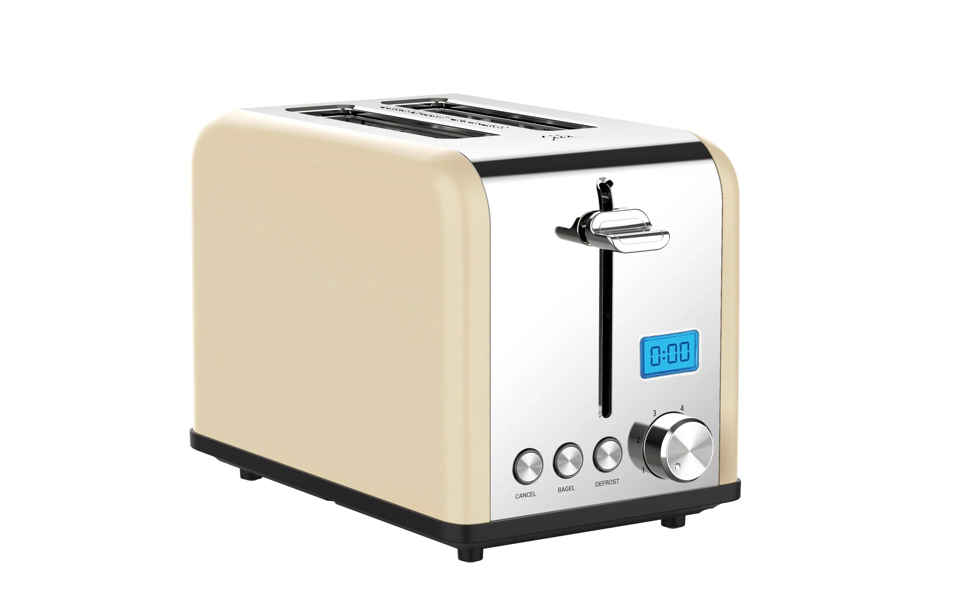 KTX-617683 Stainless Steel Electric Toaster with LCD Display for 2 Slices - Modern Design