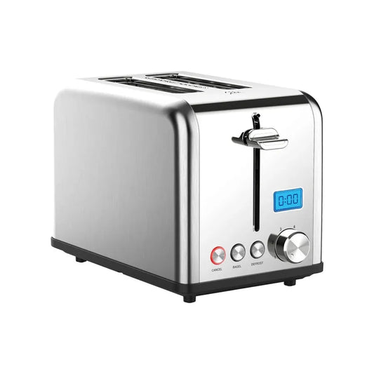 KTX-617683 Stainless Steel Electric Toaster with LCD Display for 2 Slices - Modern Design