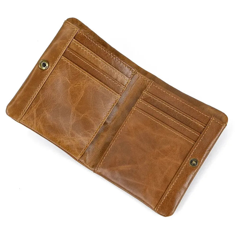 KTX-612243 Retro Men's Leather Wallet with Multi-Card Slots and Change Compartment in Brown/Blue/Coffee