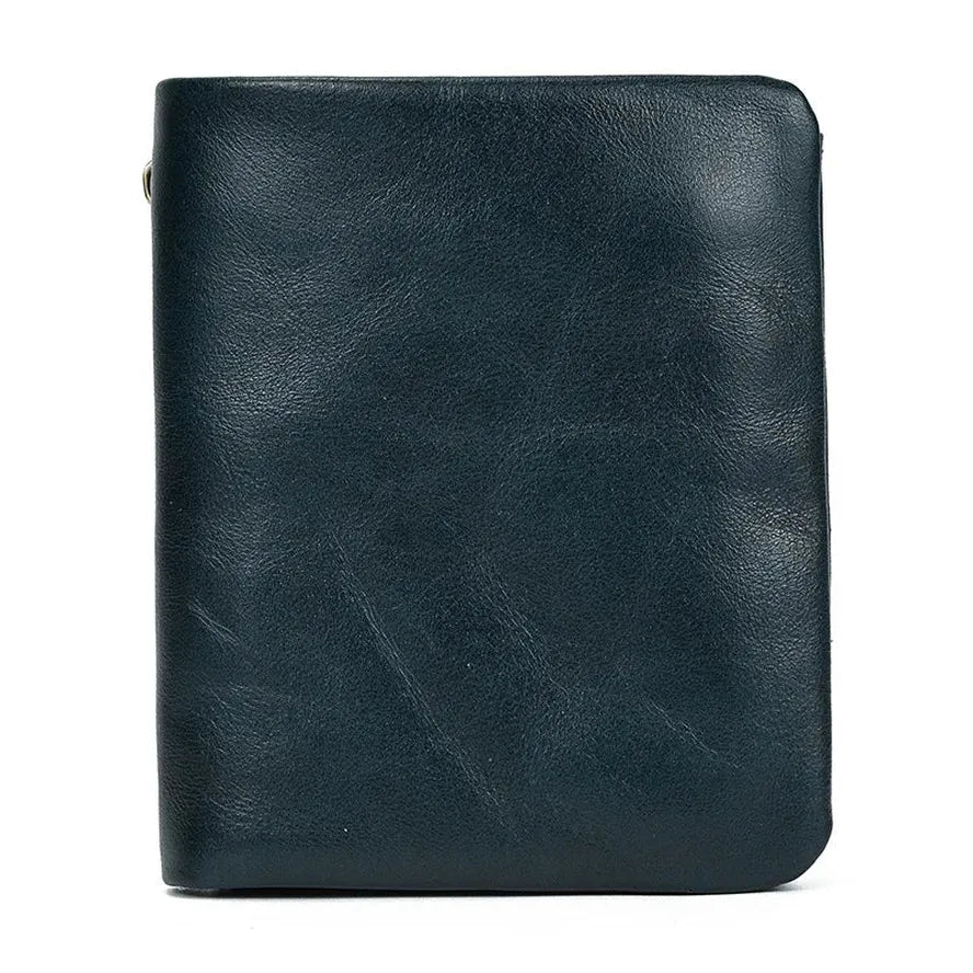 KTX-612243 Retro Men's Leather Wallet with Multi-Card Slots and Change Compartment in Brown/Blue/Coffee